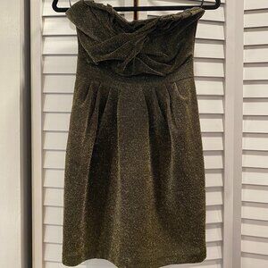 Gold strapless dress